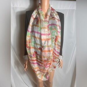 APT.9 Botanical Blooms Infinity Scarf Colorful Striped Floral Polyester O/S NWT